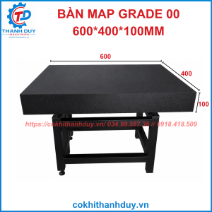 Bàn Map Granite Grade 00 (600x400x100mm) – Đo Kiểm Chính Xác, Ổn Định Cao