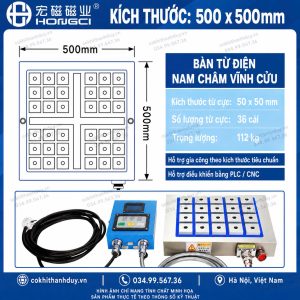 Bàn Từ Điện 500x500 – Gá Phôi Khổ Rộng, Tăng Hiệu Suất CNC