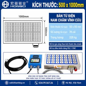 Bàn Từ Điện 500x1000 – Gá Phôi Dài 1 Mét, Tối Ưu CNC Khổ Lớn