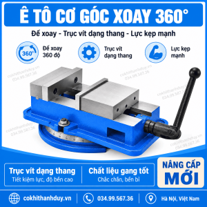Alternative view of Ê Tô Cơ 6 Inch Loại Nặng – Đế Xoay Căn Góc, Trục Vít Kín, Gá Phôi Chắc Cho Phay Khoan