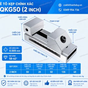 Ê Tô Kẹp Chính Xác QKG50 – Nhỏ Gọn, Sai Số Chỉ 0.005mm