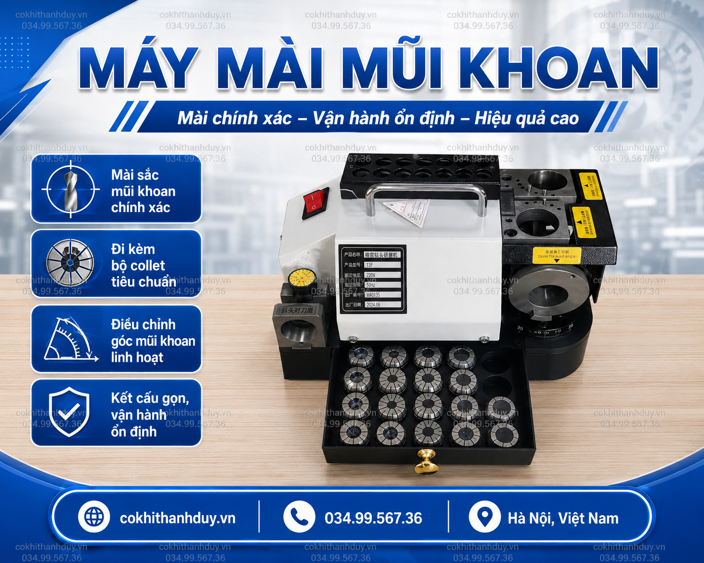 Máy Mài Mũi Khoan 20F – Khôi Phục Mũi Nhanh, Chỉnh Góc 95–145° - Ảnh 3