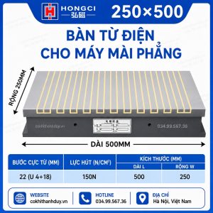 Bàn Từ Điện Mài Phẳng 250×500 – Bản Tăng Lực, Tối Ưu Gá Phôi Rộng
