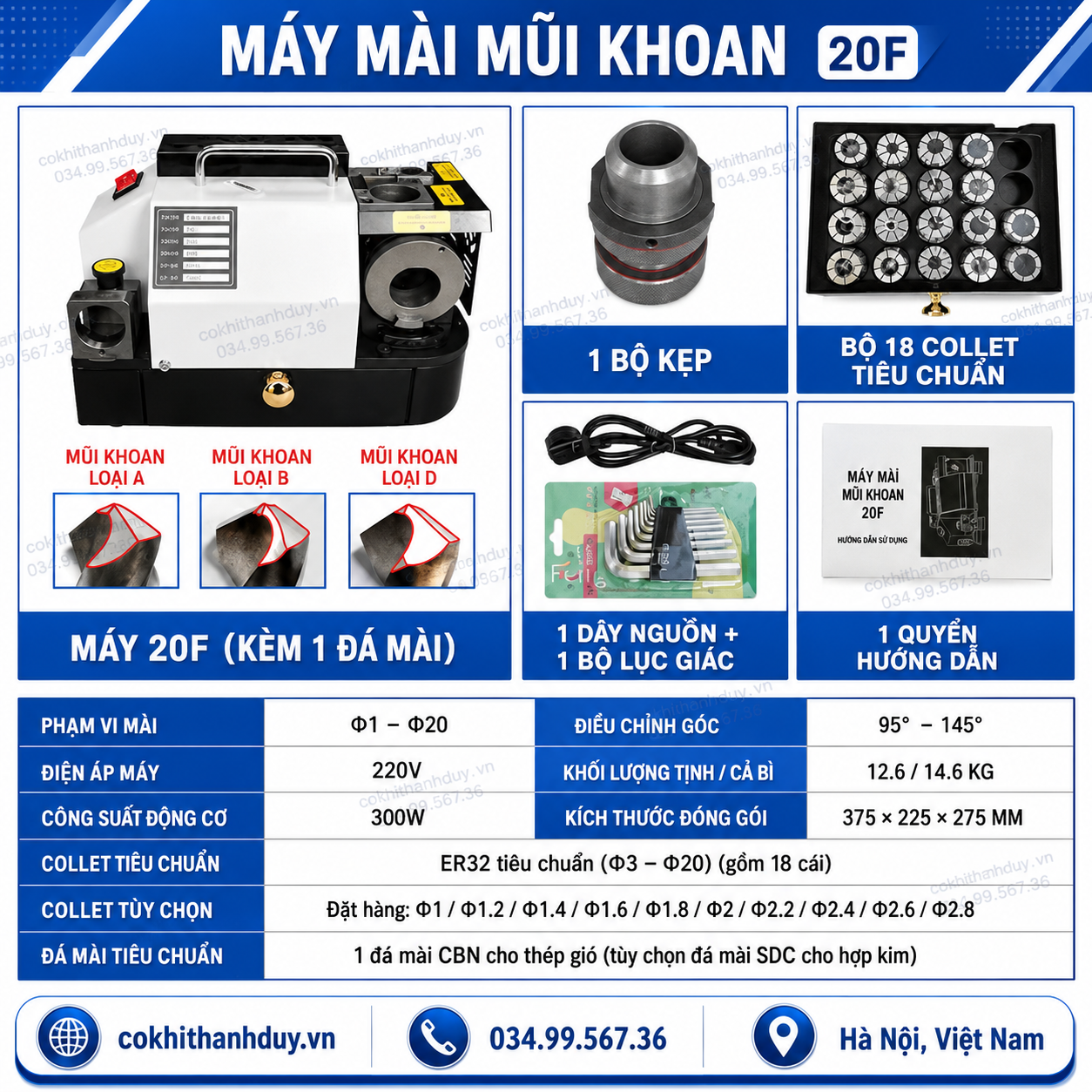 Máy Mài Mũi Khoan 20F – Khôi Phục Mũi Nhanh, Chỉnh Góc 95–145° - Ảnh 2