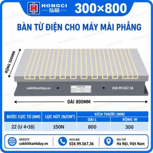 Bàn Từ Điện Mài Phẳng 300×800 – Bản Tăng Lực, Ổn Định Chu Trình Mài Dài
