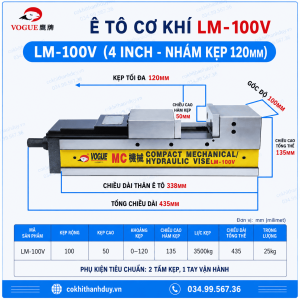 Ê Tô Cơ Khí LM-100V – Nhỏ Gọn 4 Inch, Kẹp Khỏe 3500kg