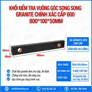Khối Chuẩn Granite 800x100x50mm Cấp 000 – Giải Pháp Kiểm Tuyến Dài, Căn Chuẩn Song Song Chính Xác