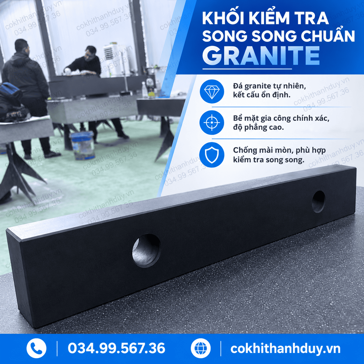 Khối Chuẩn Granite 1000x120x60mm Cấp 000 – Chuẩn Tuyến 1 Mét Kiểm Đồng Tuyến, Song Song & Căn Chỉnh Cụm Máy - Ảnh 2
