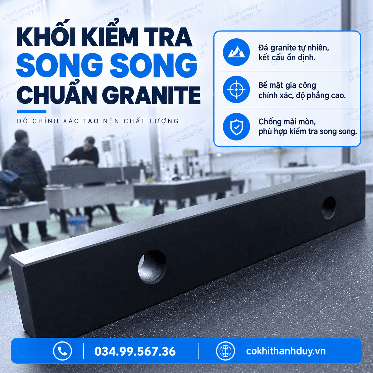 Khối Chuẩn Granite 1200x120x60mm Cấp 000 – Chuẩn Dài 1,2 Mét Kiểm Tuyến Máy, Ray & Cụm Gá Chính Xác - Ảnh 2