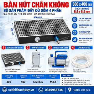 Alternative view of Bàn Hút Chân Không CNC 300x400 – Ô Hút Siêu Nhỏ 6.5mm, Giữ Phôi Mỏng Nhanh Không Cần Kẹp Mép