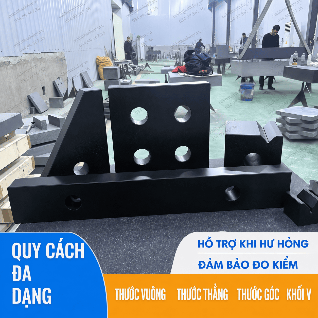 Khối Chuẩn Vuông Granite 300x300x50mm Cấp 000 – Kiểm 6 Mặt, Rà Setup & QC Đa Hướng - Ảnh 3