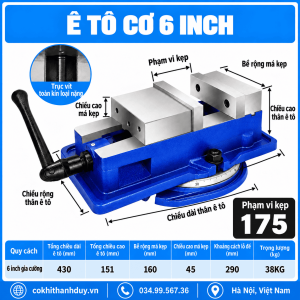 Ê Tô Cơ 6 Inch Loại Nặng – Đế Xoay Căn Góc, Trục Vít Kín, Gá Phôi Chắc Cho Phay Khoan