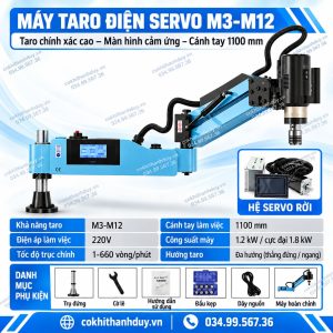 Máy Taro Điện Servo M3–M12 – Cánh Tay 1100mm, Màn Hình Cảm Ứng