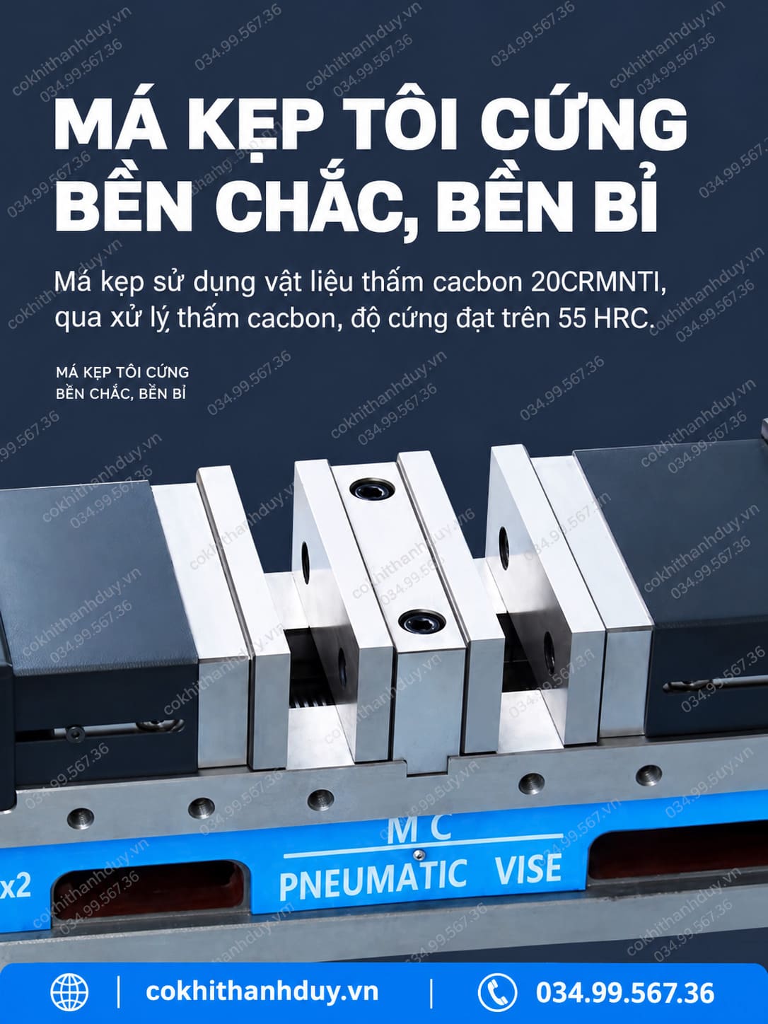 Ê Tô Khí Nén Thủy Lực DPV WOOARDE 8 Inch – Kẹp Đôi 150×2, Má Kẹp 200 mm - Ảnh 6