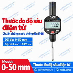 Thước Đo Độ Sâu Điện Tử 0–50mm ±0.001mm – Đo Tinh, Hành Trình Dài