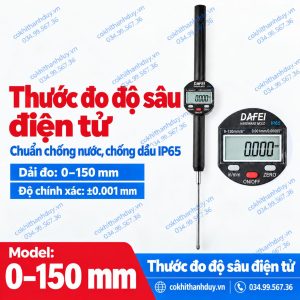 Thước Đo Độ Sâu Điện Tử 0–150mm ±0.001mm – Đo Sâu Dài, Kiểm Tra Tinh