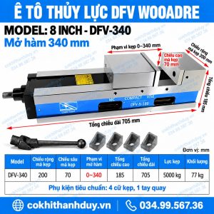 Ê Tô Thủy Lực DFV WOOARDE 8 Inch DFV-340 – Mở 340mm, Lực Kẹp 5000kg