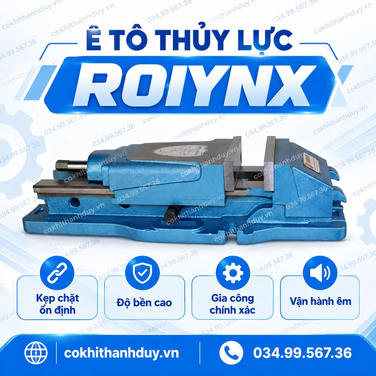 Ê Tô Thủy Lực ROIYNX 8 Inch – Chuyên Gá Phôi Lớn, Gia Công Nặng - Ảnh 3
