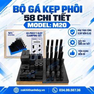 Bộ Gá Kẹp Phôi 58 Chi Tiết M20 – Cho Bàn Máy Lớn, Gá Chắc Ổn Định