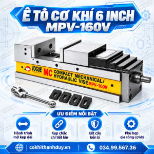 Alternative view of Ê Tô Cơ Khí Trợ Lực MPV-160V 6 Inch – Mở Rộng 300mm, Lực Kẹp 7000kg Cho CNC