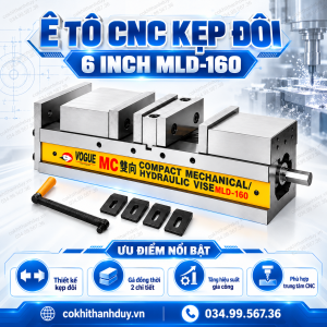 Alternative view of Ê Tô CNC Kẹp Đôi MLD-160 6 Inch – 2 Trạm Gá 110mm, Má 160mm Tối Ưu Gia Công Theo Lô