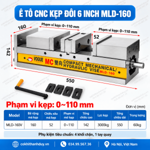 Ê Tô CNC Kẹp Đôi MLD-160 6 Inch – 2 Trạm Gá 110mm, Má 160mm Tối Ưu Gia Công Theo Lô