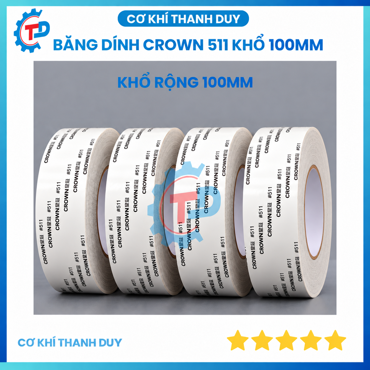 Băng Dính Crown 511 Khổ 100mm – Bản Rộng Cho Dán Phủ, Cắt Khuôn & Gia Công Vật Liệu